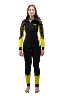 Гидрокостюм Дайвинг женский 5мм нейлон/нейлон черно-желтый